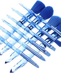 VICASKY 10 Pièces Pinceaux de Maquillage Transparent avec Poignée Cristal Outils de Maquillage pour Fond de Teint Blush et pour Parfait et Pratique à Emporter