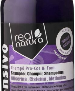 Real Natura - Shampooing Sans Sel Pro-Couleur et Teinte - Protection Couleur - Hydratation Douceur - Pour Cheveux Colorés et Traités - 500ML