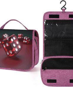 Trousse de toilette en forme de dés rouges pour homme et femme, trousse de maquillage portable à crochet de suspension, trousse de maquillage pour accessoires, shampooing, conteneur pleine