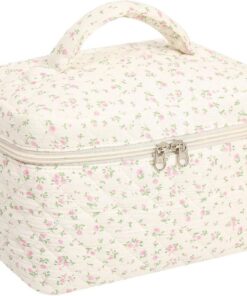 Trousse de Maquillage élégante en Coton avec Plusieurs Compartiments, Parfaite pour Les pinceaux, Les Rouges à lèvres et Les Outils de beauté Trousse de Maquillage élégante en Coton avec