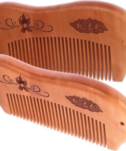 VALICLUD Peigne En Bois De Pêcher Pour Cheveux Femmes Antistatique Lot De 2 Grosse Taille Démêlant Peigne Humide Soin Capillaire Cheveux Longs Usage Quotidien Forme Poisson