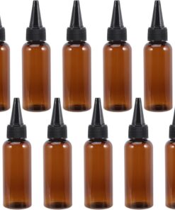 VOSAREA Bouteilles Applicatrices Réutilisables et Économiques Marron en Plastique Lot de 10 50ml Embout Fin pour Teinture et Soins Capillaires