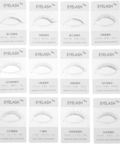 Healeved Planche d'essai de faux cils 12 pièces : carte d'essai de faux cils de différents types pour présentation de style – Modèle d'outil d'exposition d'extensions de –