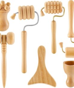 Lot de 7 outils de massage du visage en bois Maderoterapia - Outil de sculpture du visage - Soin de la peau - Ventouses - Rouleau facial pour soulager la fatigue des femmes et des filles - 7 styles