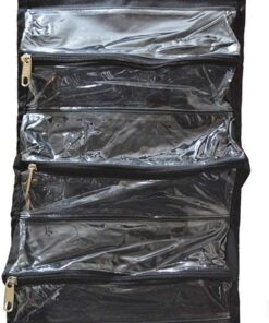 Enroulable Cosmétique Maquillage Étui Organisateur Pochette Suspendu Articles de Toilette Bijoux Lavage Sac - Noir, Large
