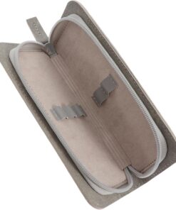 Housoutil Boîte de Rangement Compacte pour Pinces à Épiler de Cils, Pochette de Maquillage en Tissu Gris Foncé, Étui Portable et Solide pour Accessoires de Beauté, Paquet à Outils