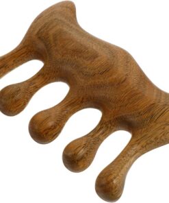 Ciieeo Peigne de Massage Naturel en Bois à 5 Dents, sans Manche, Lisse et Léger, Masseur de Cuir Chevelu Pratique pour Soins Capillaires, Usage Maison, Voyage et Travail, Stimulation