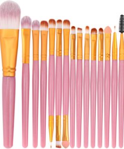 Lot de 15 pinceaux de maquillage pour le visage, poudre, blush, anti-cernes, fard à paupières, rouge à lèvres, kit d'outils de maquillage pour femme