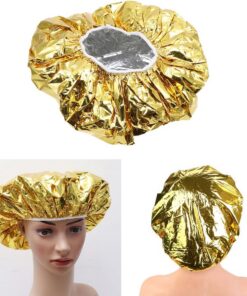 Gatuida Lot de 10 Couvre-cheveux en Aluminium Doré Taille Unique Élastique Isolation Thermique Soins Capillaires Spa Maquillage Nettoyage Visage