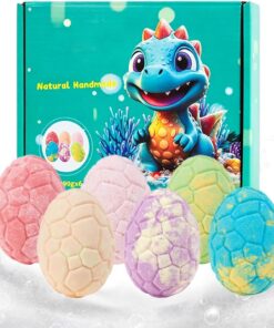 Bath Salt Ball, 6 Pieces Dinosaur Egg Relaxing Body Cleanser Shower Balls for Kids Boys Girls Spa Home Tub Travel Hotel