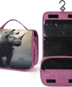 Rhino Trousse de toilette pour homme et femme, crochet de suspension portable, trousse de maquillage, trousse de maquillage pour accessoires, shampooing, conteneur pleine grandeur, articles