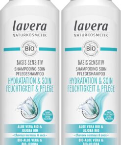 lavera basis sensitiv Shampooing Soin Hydratation & Soin - sans silicone - Hydratation intense & soin douceur - vegan - cosmétiques naturels - 250 ml (Lot de 2)
