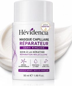 Masque Capillaire sans Rinçage à la Kératine, Crème Réparatrice, 50 ml, pour Cheveux Secs et Abîmés