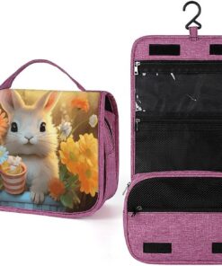 Trousse de toilette en forme de lapin et oiseau pour homme et femme, crochet de suspension portable, trousse de maquillage pour accessoires, shampooing, conteneur pleine grandeur, articles de