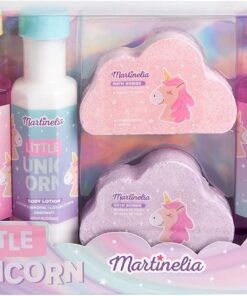 Martinelia Set de Bain et Douche Enfant Little Unicorn - Coffret Licorne Bombes de Bain, Gel Douche, Crème pour le Corps, Shampoing, Gel Pailleté - Kit Cadeau Bain et Douche pour Filles