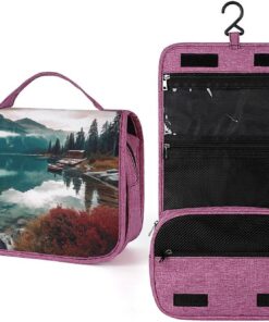 Trousse de toilette Scenic Lake pour homme et femme, trousse de maquillage portable à crochet de suspension, trousse de maquillage pour accessoires, shampooing, conteneur pleine grandeur