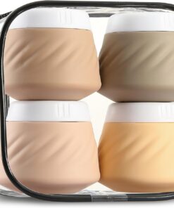 Gemice Lot de 4 récipients de voyage en silicone approuvés par la TSA, accessoires de voyage étanches avec couvercle pour cosmétiques, visage, corps, crème pour les mains (abricot, 30 ml)