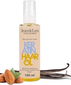 Jean & Len Huile capillaire Kératine, vegan, 100 ml | À la kératine végétale, effet anti-frizz, pour cheveux à structure abîmée, parfum amande-vanille, sans silicones