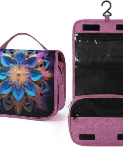 Trousse de toilette rectangulaire mandala pour homme et femme, crochet de suspension portable, trousse de maquillage, trousse de maquillage pour accessoires, shampooing, conteneur pleine