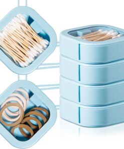Kathfly Lot de 4 organiseurs de voyage pour élastiques à cheveux, accessoires pour cheveux, empilables et porte-épingles à cheveux pour bijoux, cotons-tiges, pinces et accessoires (bleu)