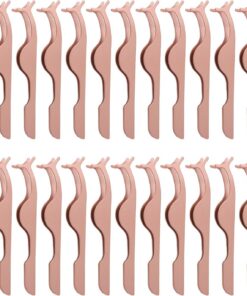 Outil d'application de faux cils - FEITA Professional Pince à épiler en acier inoxydable avec pince à enlever les cils pour application de cils et enlèvement - Or rose - 1Pc