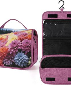 Trousse de toilette motif fleur arc-en-ciel pour homme et femme, crochet de suspension portable, trousse de maquillage pour accessoires, shampooing, conteneur pleine grandeur, articles de