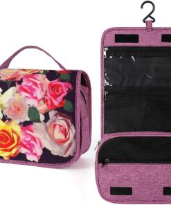 Trousse de toilette colorée rose pour homme et femme, trousse de maquillage portable à crochet de suspension, trousse de maquillage pour accessoires, shampooing, conteneur pleine grandeur