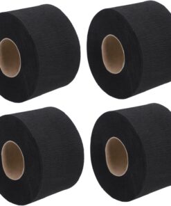 Healeved 4 Rouleaux Bandes de Protection pour Nuque Jetables Protections Noires pour Coiffeurs Bandes Élastiques pour Soins Capillaires Adaptées à Toutes les Utilisations