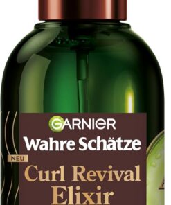 Garnier Wahre Schätze Curl Revival Elixir Huile nourrissante pour cheveux très secs, bouclés et épais, à l'huile d'avocat et au beurre de karité, avec effet anti-frisottis, pour cheveux très secs