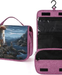 Trousse de toilette phare du Père Noël pour hommes et femmes, trousse de maquillage portable à crochet de suspension, trousse de maquillage pour accessoires, shampooing, conteneur pleine