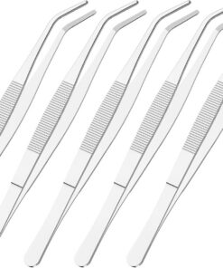 Lot de 5 pinces à épiler en acier inoxydable de 12,7 cm, pointe arrondie arrondie dentelée, parfaitement alignée, épaisseur de 1,9 cm, outil polyvalent pour le jardin, la maison, le