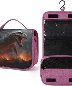 Trousse de toilette Red Magma Flying Dragons pour hommes et femmes, trousse de maquillage portable à crochet de suspension, trousse de maquillage pour accessoires, shampooing, conteneur