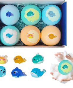 Fizzy Bath Balls, Animal Surprise Toy Set, 6pc Bubble Bath Bomb with Colorful Foam Effect, Gentle Skin Care Cleanser, Baths Balls with Fun Design, Baths Toy for Kids Use