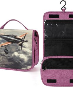 Trousse de toilette rétro en avion pour homme et femme, crochet de suspension portable, trousse de maquillage pour accessoires, shampooing, conteneur pleine grandeur, articles de toilette