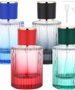 Segbeauty Lot de 4 flacons de recharge de parfum en verre de 50 ml avec kit d'outils de recharge - Bleu, noir, rouge, vert