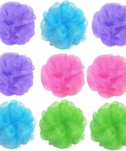 10pcs Mesh Poup Bath Sponge Bath Loofah Sponge Mesh Down Pouf Ball Body (Couleur Aléatoire)