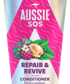 Aussie Après-shampoing SOS Repair & Revive - 350 ml - Pour cheveux doux, lisses et hydratés - Aide à prévenir les dommages futurs - Végétalien - Enrichi en superaliments australiens