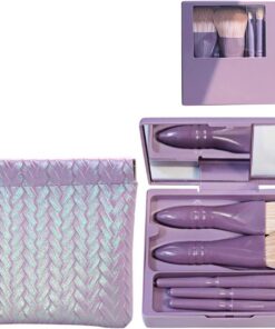 5 pinceaux de maquillage et 1 mini sac de rangement, ensemble de pinceaux de maquillage avec miroir, outils de beauté, pinceaux de maquillage portables, fournitures de voyage