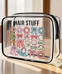 Trousse de toilette de voyage transparente en PVC imperméable avec fermeture éclair, organiseur de rangement portable pour accessoires de cheveux, articles de toilette et petits articles