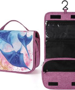 Trousse de toilette motif animaux marins pour homme et femme, trousse de maquillage portable à crochet de suspension, trousse de maquillage pour accessoires, shampooing, conteneur pleine