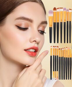 Lot de 20 pinceaux de maquillage professionnels avec éponge de beauté - Outils cosmétiques complets pour fond de teint, fard à paupières et blush