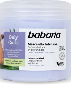 Babaria - Masque Cheveux Bouclés | Only Curls | Définit et Hydrate | avec Pistache et Lait de Coco | Action Anti-frisottis | Végan | 400 ml