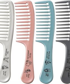 Lot de 4 peignes à friser à dents larges, en plastique durable à prise lisse pour boucles, cheveux mouillés, parfaits pour définir des boucles pour les soins capillaires, outil de coiffure