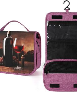 Trousse de toilette portable pour bouteille de vin rouge et bouteille pour homme et femme, crochet de suspension, trousse de maquillage pour accessoires, shampooing, conteneur pleine grandeur
