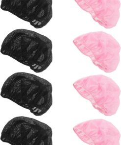 STOBAZA Lot de 8 Bonnets à Cheveux en Filet pour Femmes, Respirants Polyester Coton, Soins Capillaires pour Dormir Confortablement la Nuit