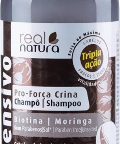 Real Natura - Shampoing Sans Sel Pro-Força Crina - Renforcement et Vitalité - 500 ml - Fortifiant et Nourrissant