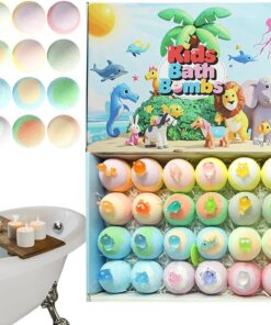 Bath Bombs Kids, Surprise Toy Inside, 12.99x7.68x1.89 Inch Pack with Animals, Relaxing Body Cleanser, Bath Salts with Colorful Style, Fizzy Gift for Boys and Girls