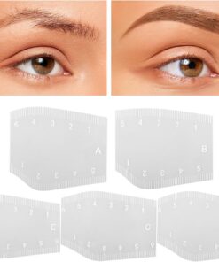 Kit de conception de sourcils transparent réutilisable pour contour | Lot de 5 règles à dessin rapide pour sourcils pour usage quotidien, maison, voyage, mariage, fête, séance photo