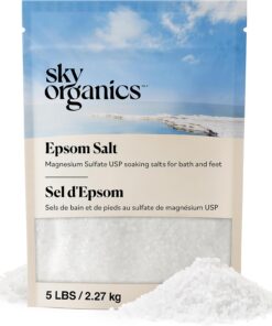 Sky Organics Sel d'Epsom (5 lb) - Sulfate de magnésium pur à 100% USP Grade Kosher Non-GMO Bath and Foot Soak Apaisant Body Soak