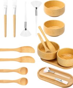 Lot de 12 pinceaux pour le visage, bol et cuillère, outils de beauté pour application de maquillage du visage